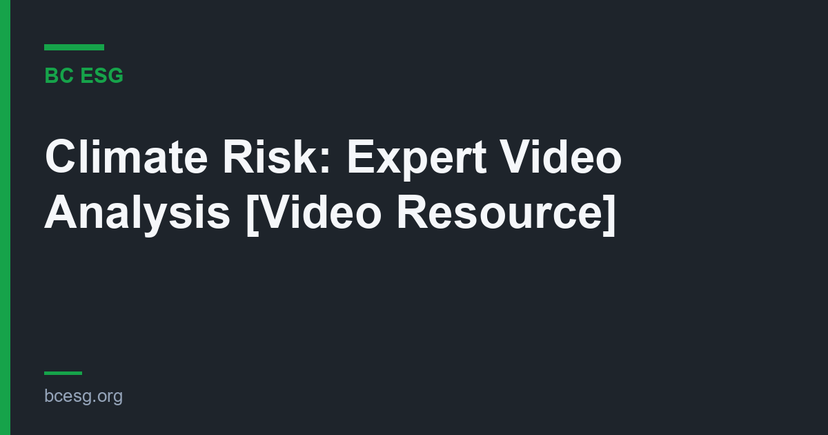 Climate Risk: Expert Video Analysis [Video Resource]
