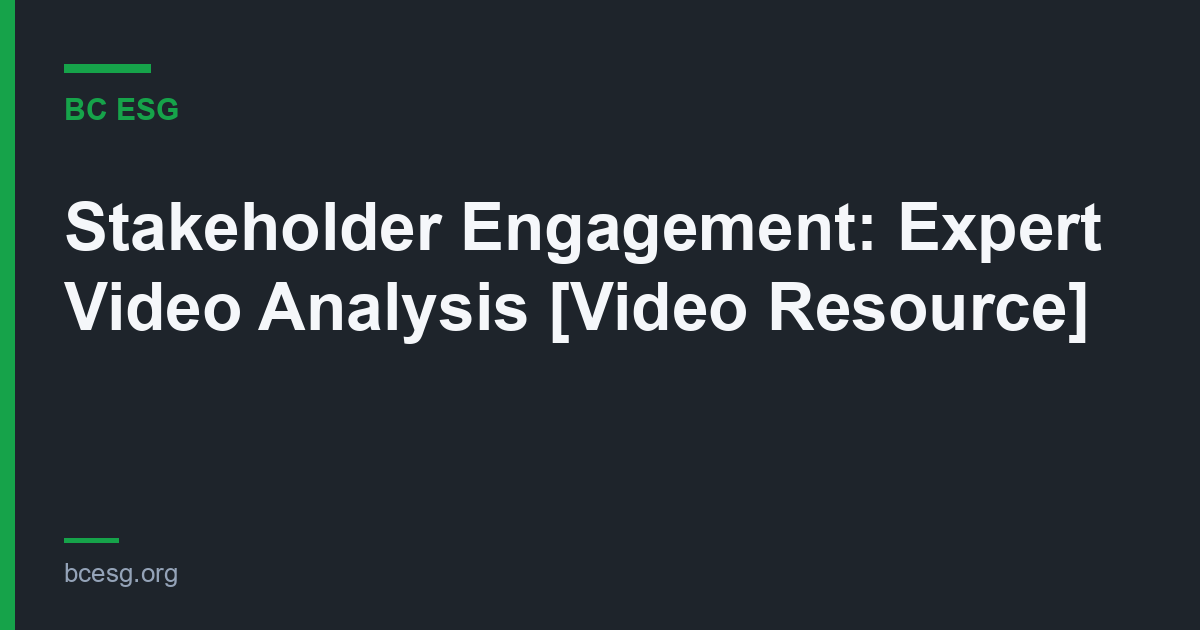 Stakeholder Engagement: Expert Video Analysis [Video Resource]