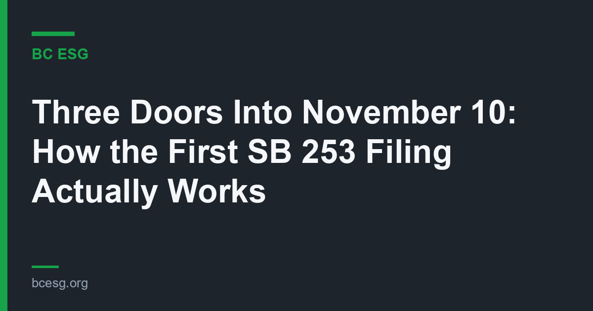 Three Doors Into November 10: How the First SB 253 Filing Actually Works